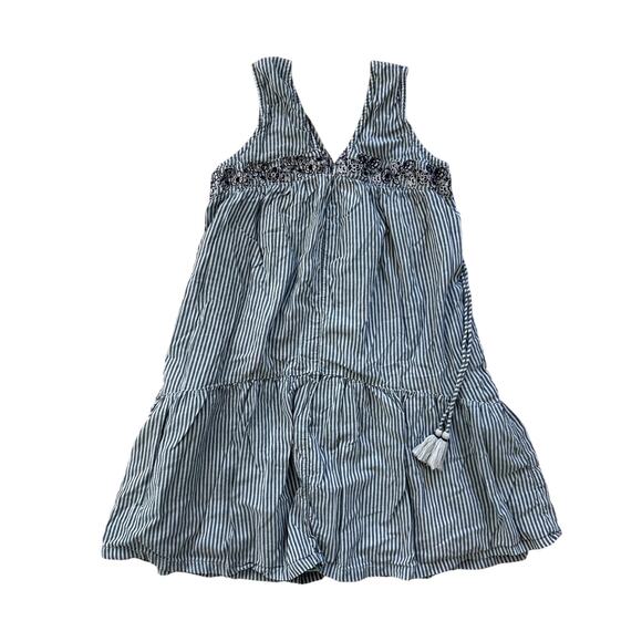 Anthropologie Blue Embroidered Aida Tassel Dress Women's Size Small Petite - Picture 6 of 6